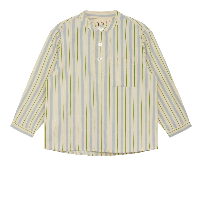 Flöss Aps Bobby LS shirt Shirt Blue/Green Stripe