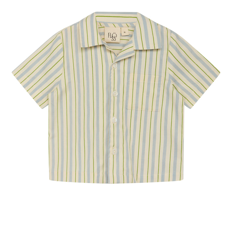 Flöss Aps Bobby SS Shirt Shirt Blue/Green Stripe