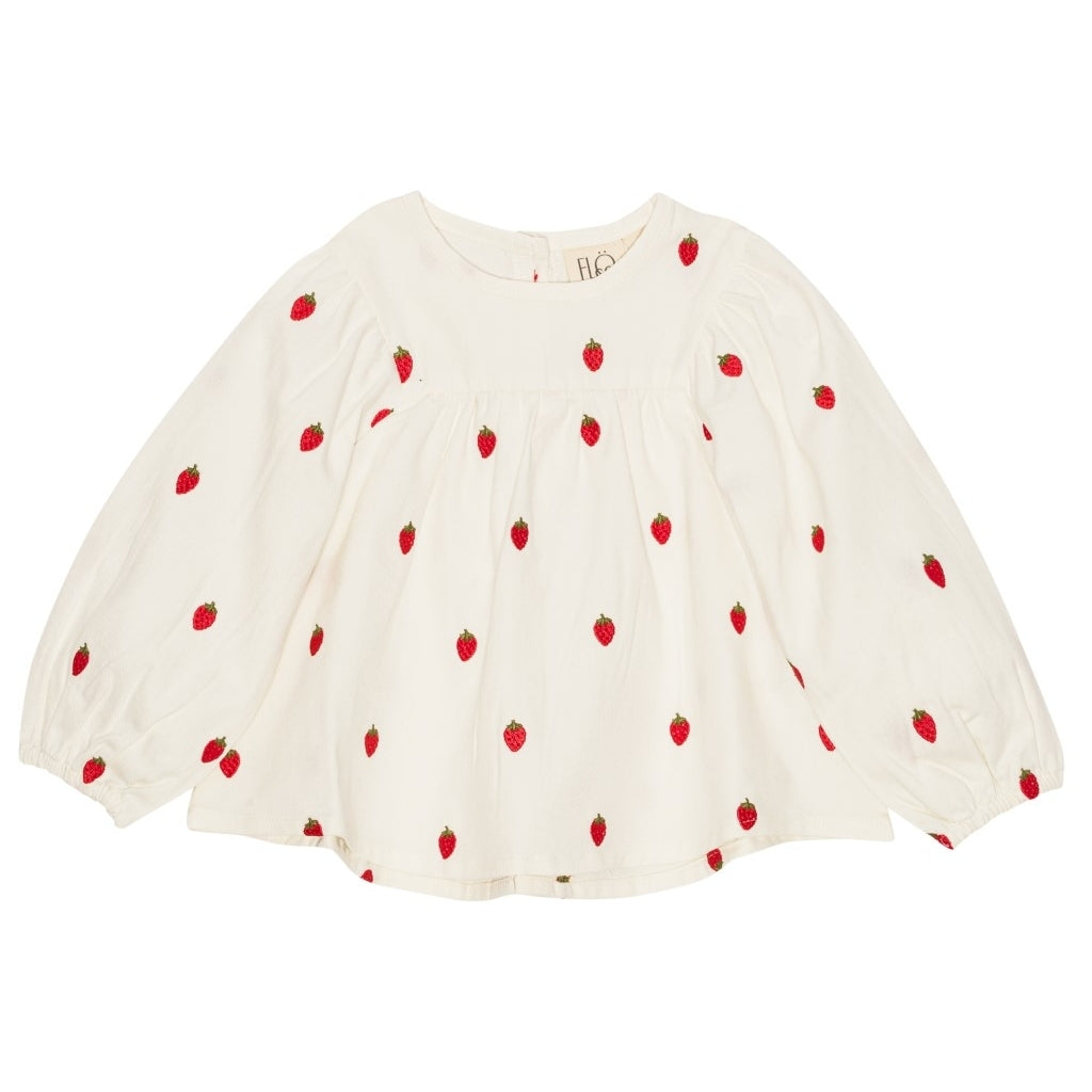 Flöss Aps Cora Blouse Blouse White Denim Berry