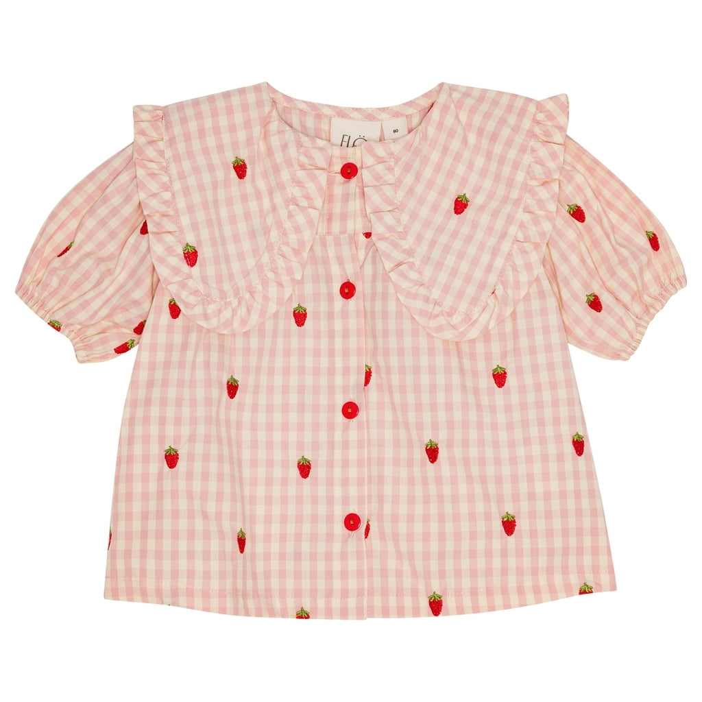 Flöss Aps Dolly SS Blouse Blouse Pink Berry Gingham