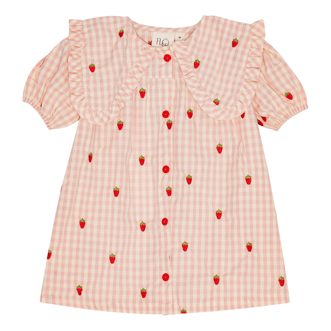 Flöss Aps Dolly SS Dress Dress Pink Berry Gingham