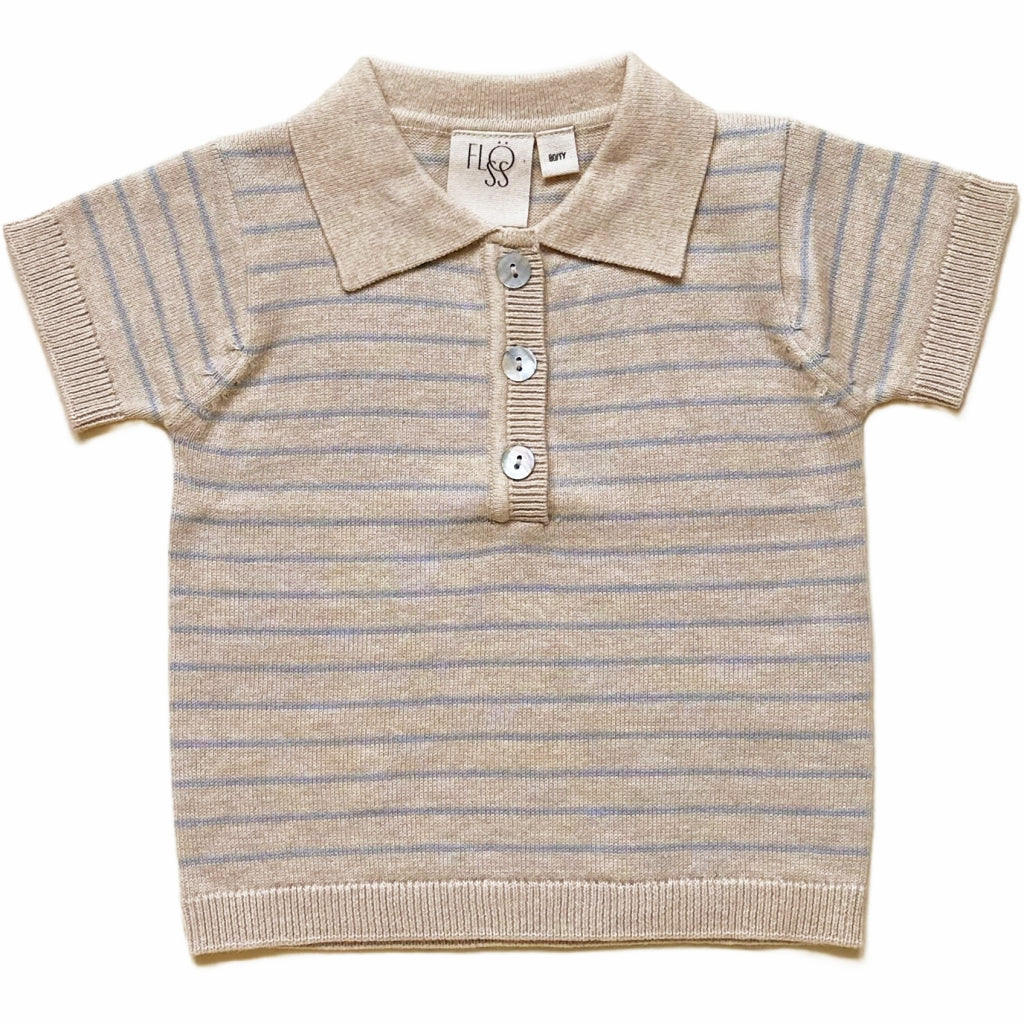 Flöss Aps Hansen SS Polo Shirt Cloud Melange/Sea Salt