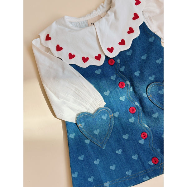 Flöss Aps Lollo Dress Dress Blue Denim/Hearts