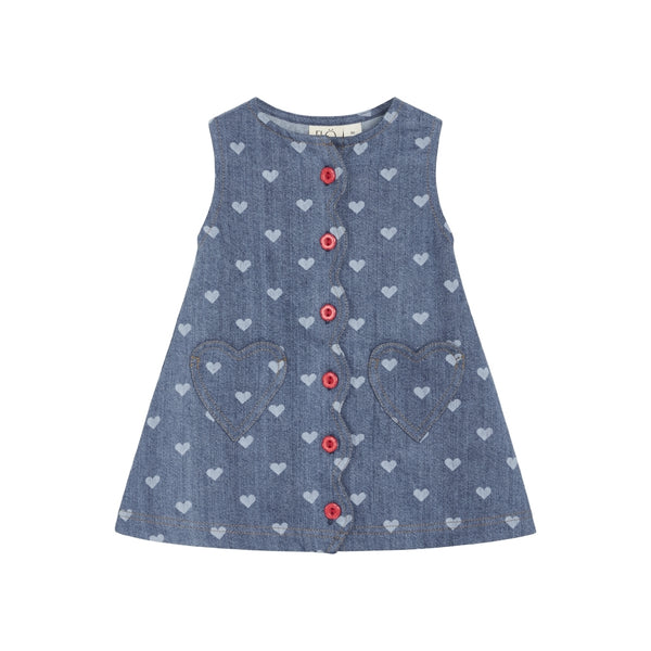 Flöss Aps Lollo Dress Dress Blue Denim/Hearts