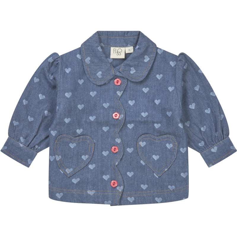 Flöss Aps Lollo Overshirt Shirt Blue Denim/Hearts