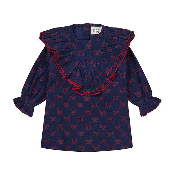 Flöss Aps Luna Dress Dress Navy/Ruby Red Bows