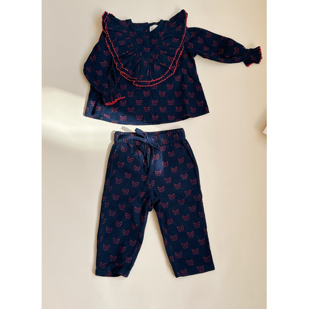 Flöss Aps Luna Pant Pants Navy/Ruby Red Bows