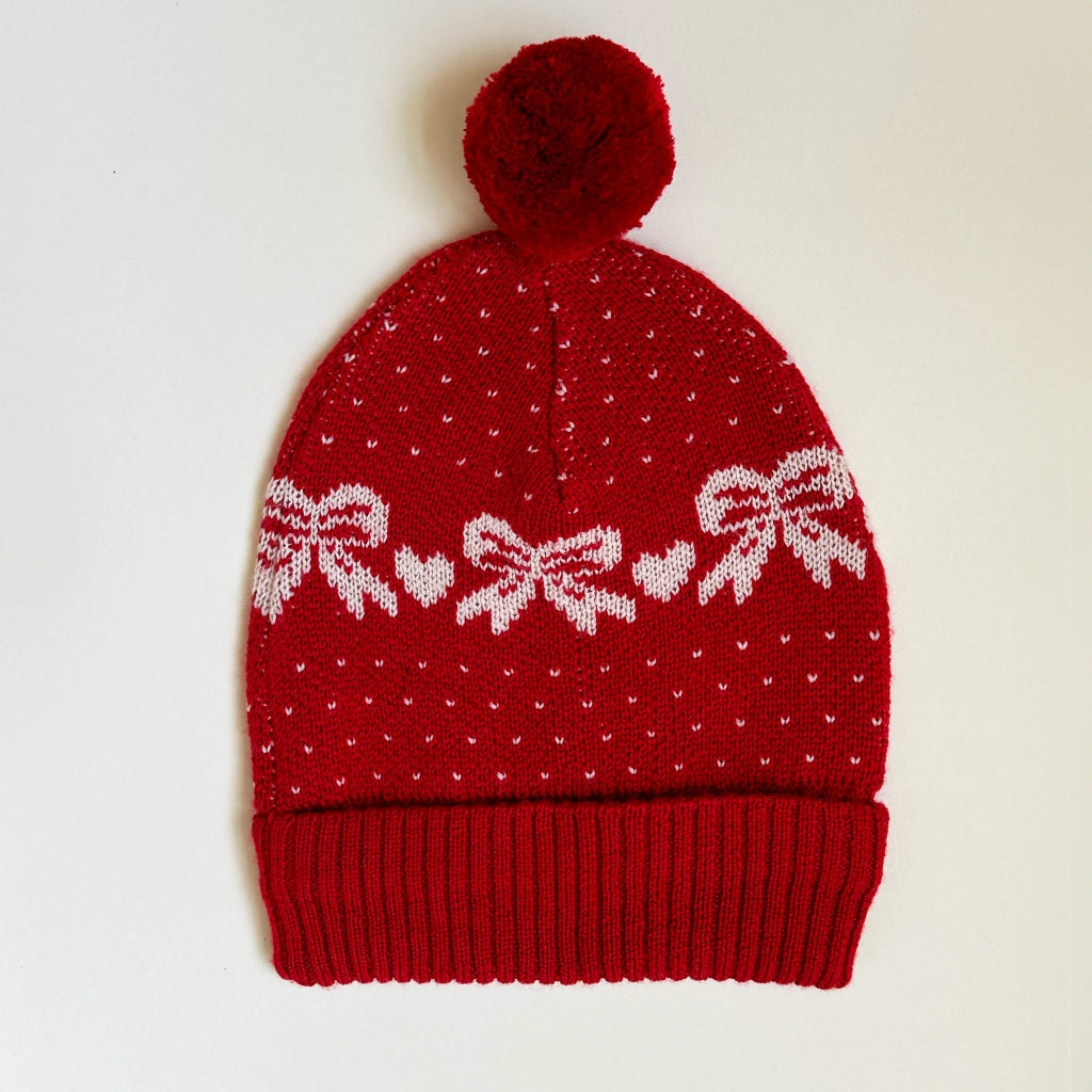 Flöss Aps Noe Beanie Beanie Red/OffWhite Bow