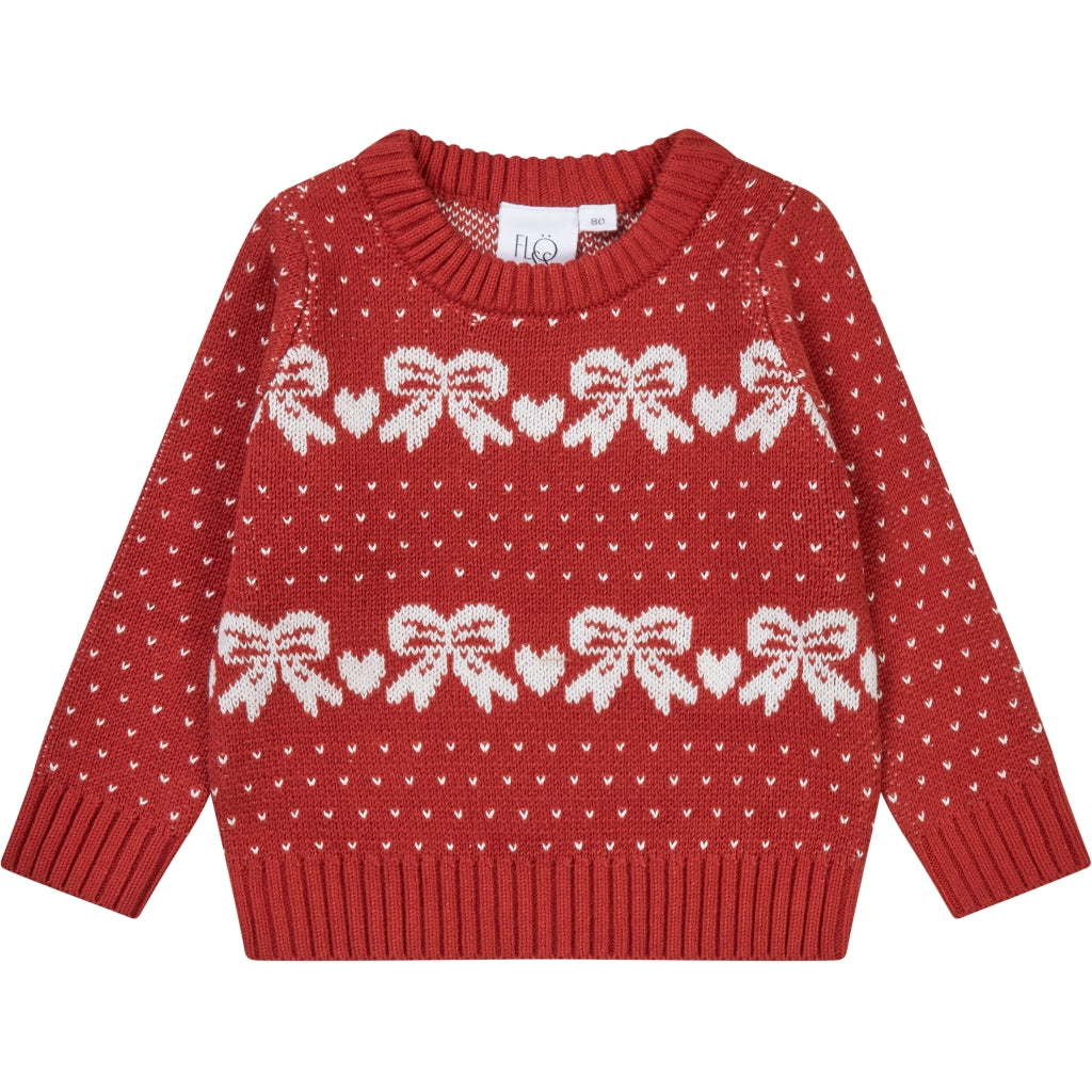 Flöss Aps Noe Sweater Sweater Red/OffWhite Bow