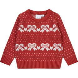 Flöss Aps Noe Sweater Sweater Red/OffWhite Bow