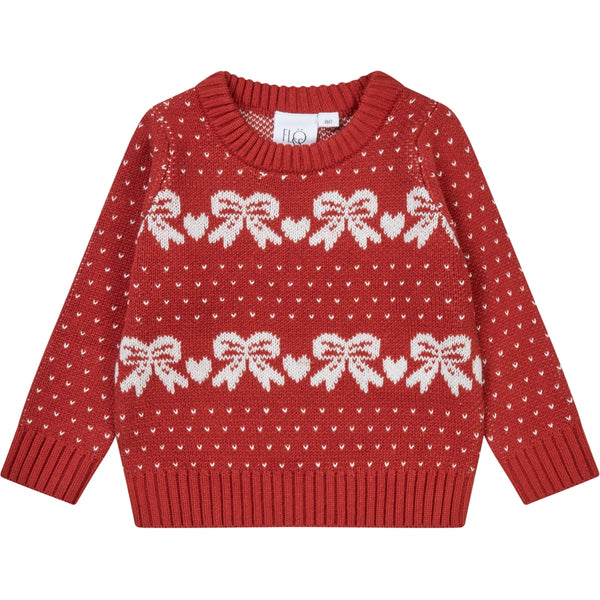 Flöss Aps Noe Sweater Sweater Red/OffWhite Bow