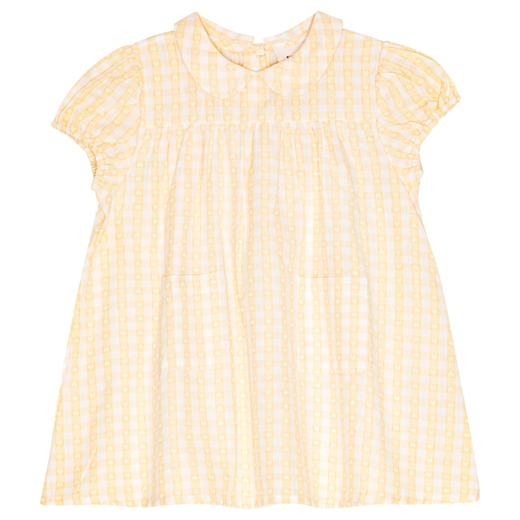 Flöss Aps Olivia SS Dress Dress Soft Yellow Heart Gingham