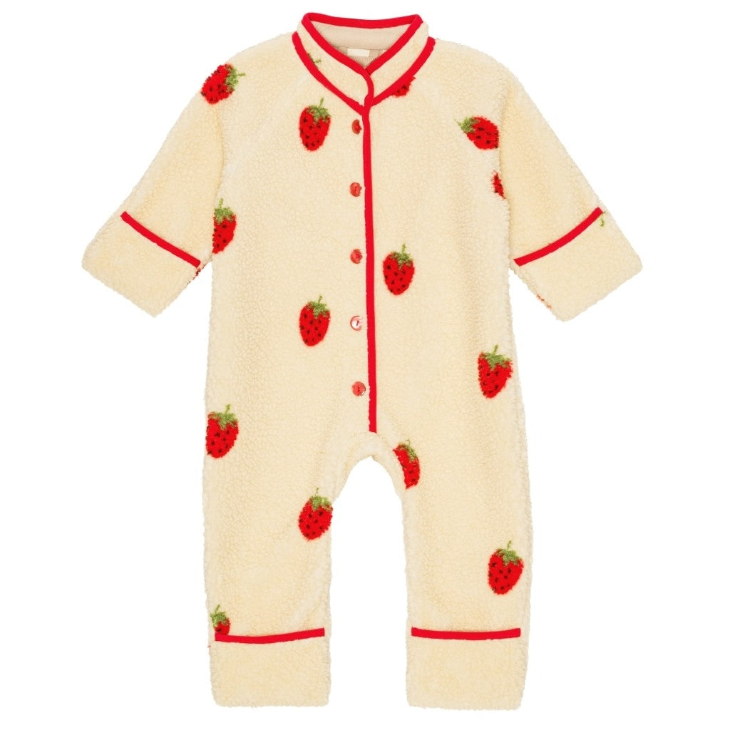 Flöss Aps Strawberry Fleece Onesie Onesie Soft White Berry