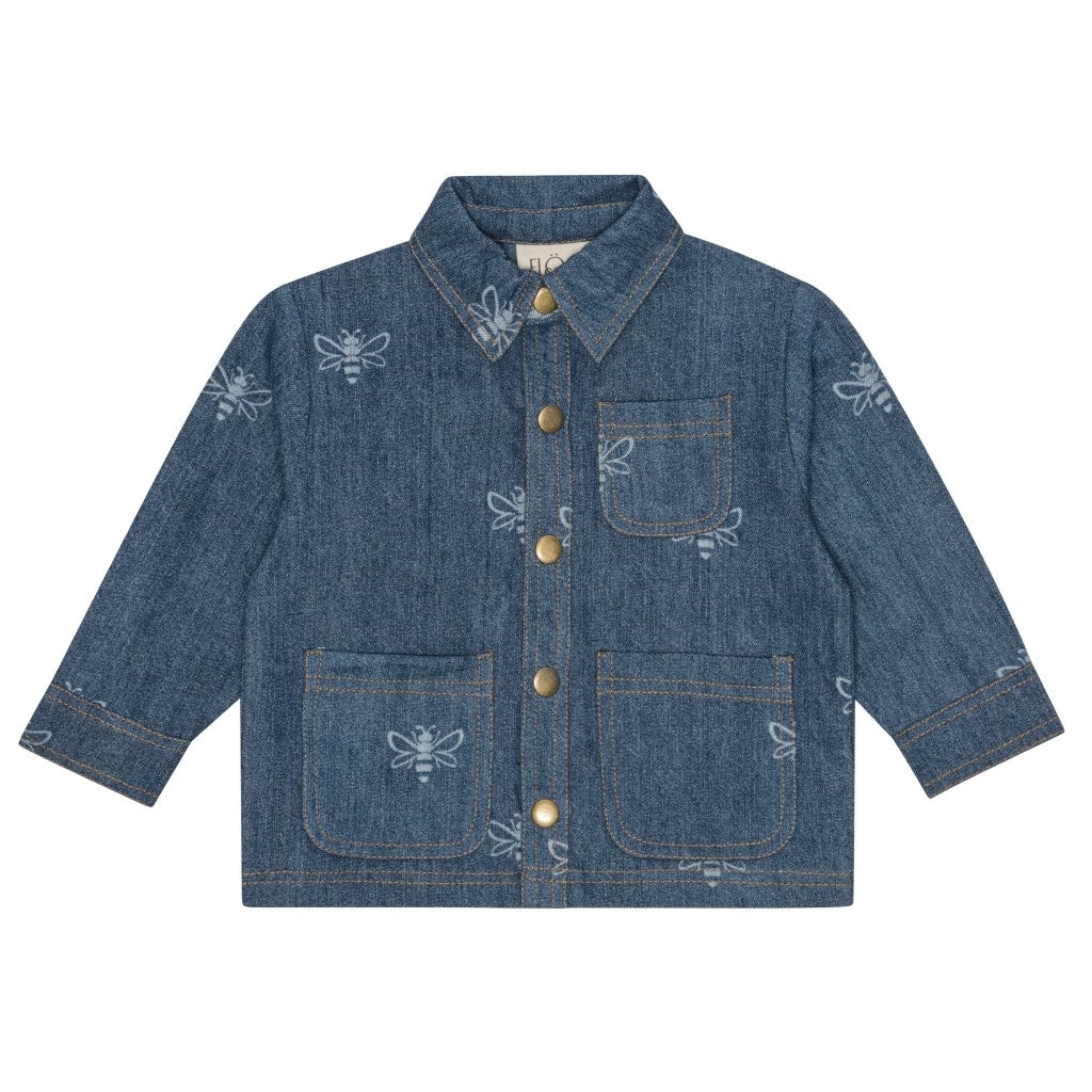 Flöss Aps William Overshirt Shirt Blue Denim/Bee