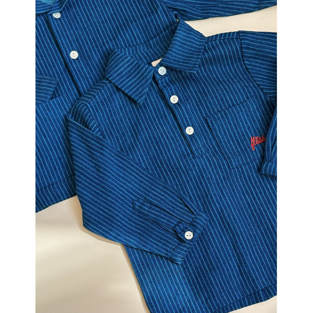 Flöss Aps Willy LS shirt Shirt Indigo Stripe