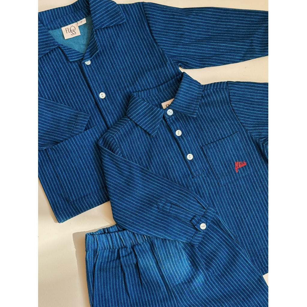 Flöss Aps Willy PJ Shirt Shirt Indigo Stripe